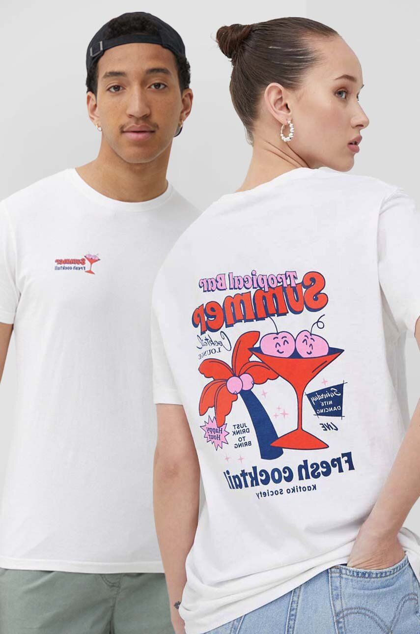 Kaotiko tricou din bumbac culoarea bej, cu imprimeu