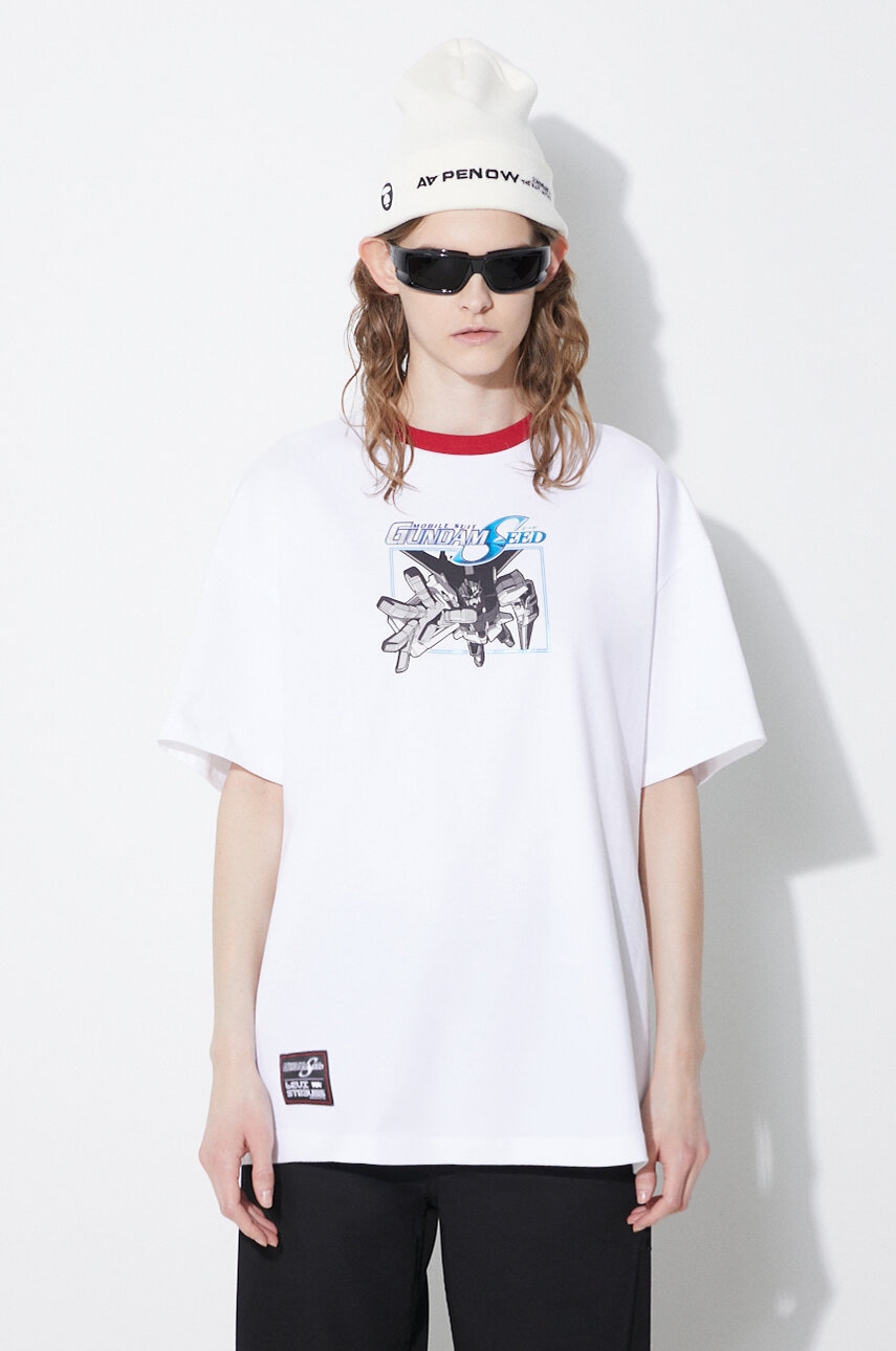 Levi's tricou din bumbac Levi's® x Gundam SEED culoarea alb, cu imprimeu, A7412.0000 Levi's tricou din bumbac Levi's® x Gundam SEED culoarea alb, cu imprimeu, A7412.0000