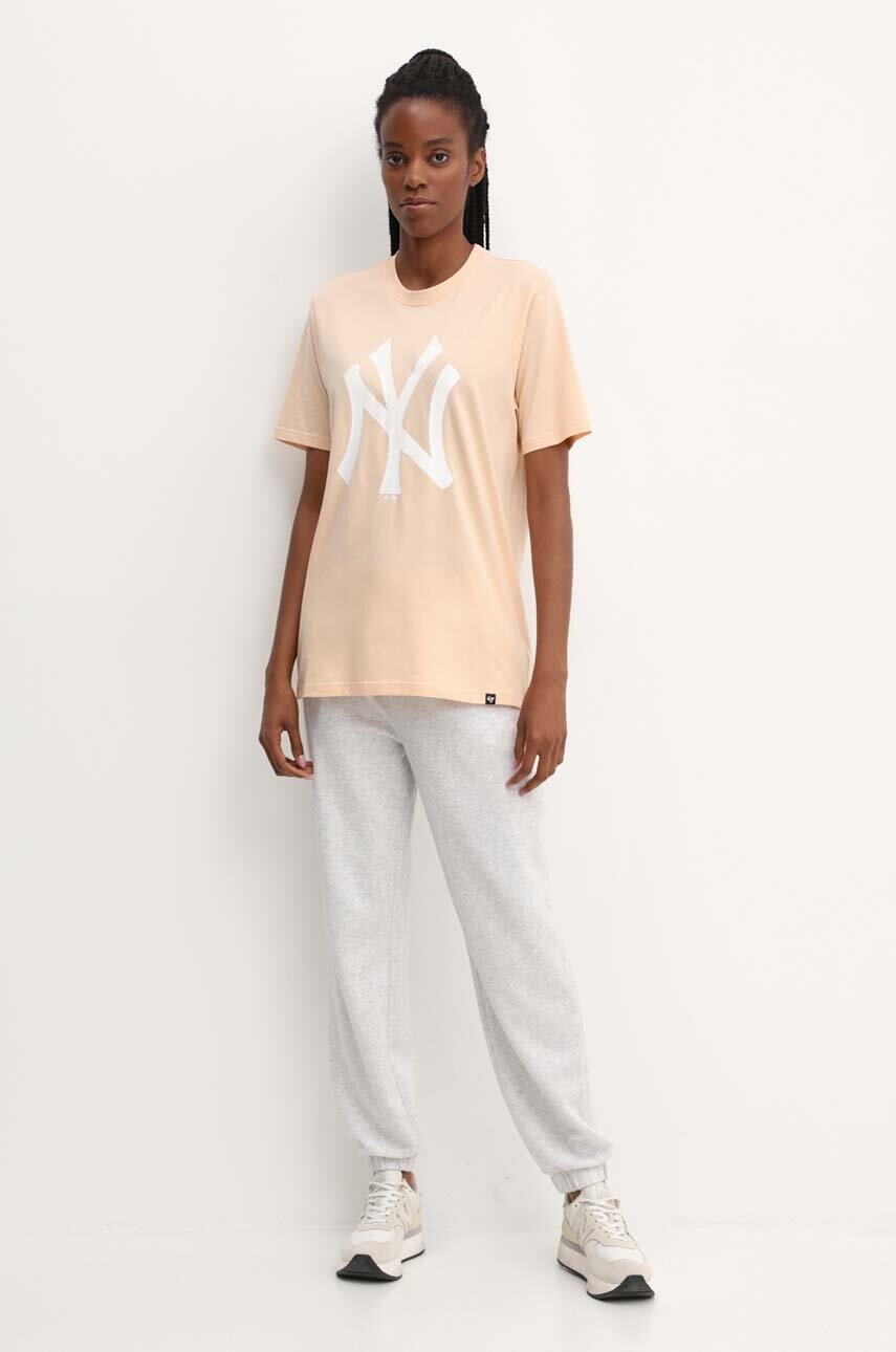 Βαμβακερό μπλουζάκι 47 brand MLB New York Yankees χρώμα: πορτοκαλί, BB017TEMIME617760AF φωτογραφία