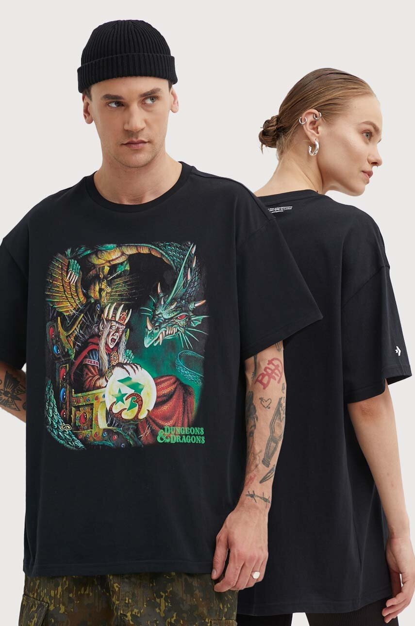 

Памучна тениска Converse Converse x DUNGEONS AND DRAGONS в черно с принт 10027140-A01, Черен