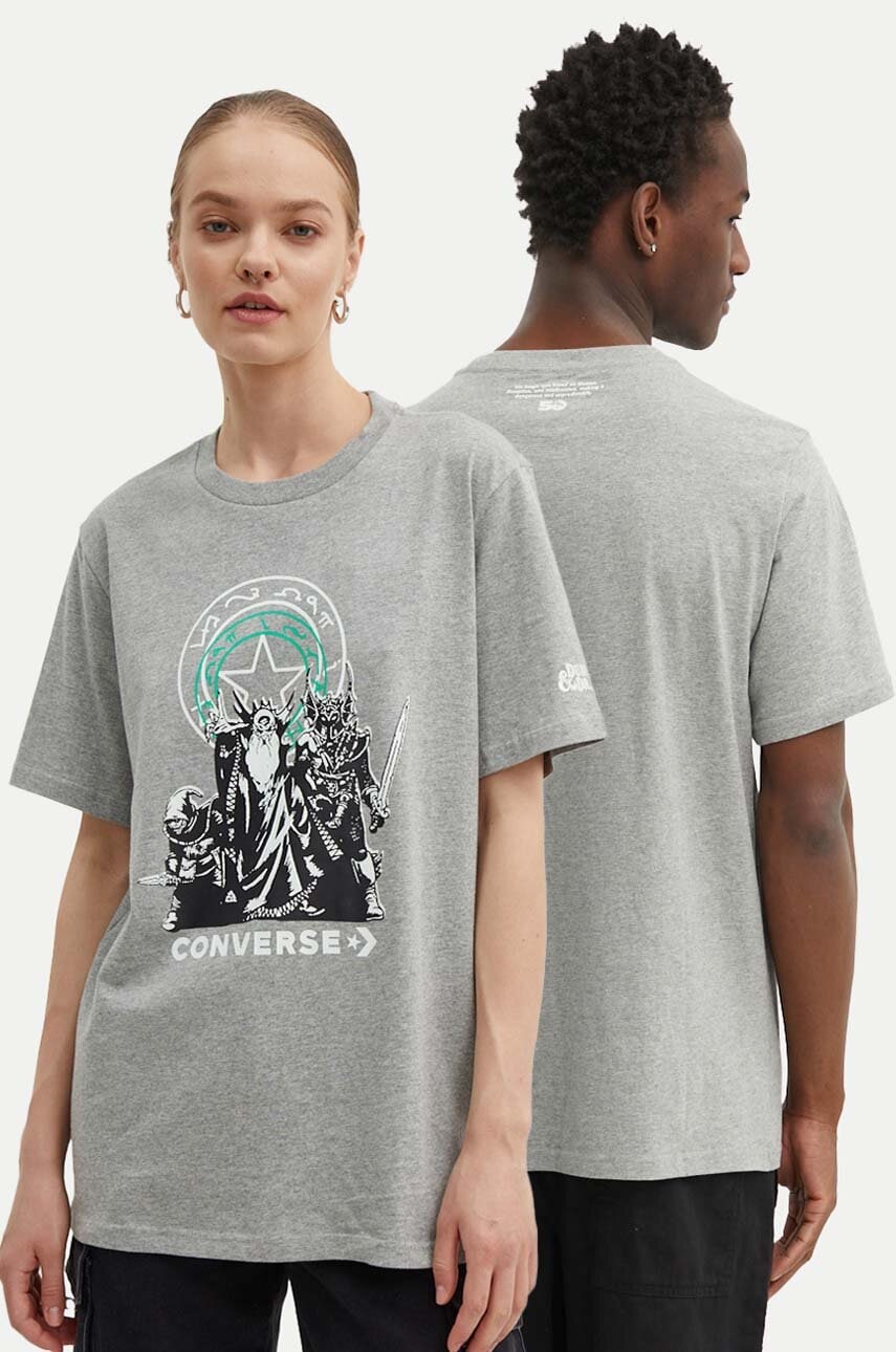 Converse tricou din bumbac Converse x DUNGEONS AND DRAGONS culoarea gri, cu imprimeu, 10027170-A01