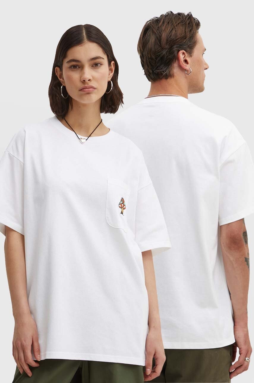 Converse tricou din bumbac culoarea alb, cu imprimeu, 10026445-A02 Converse tricou din bumbac culoarea alb, cu imprimeu, 10026445-A02