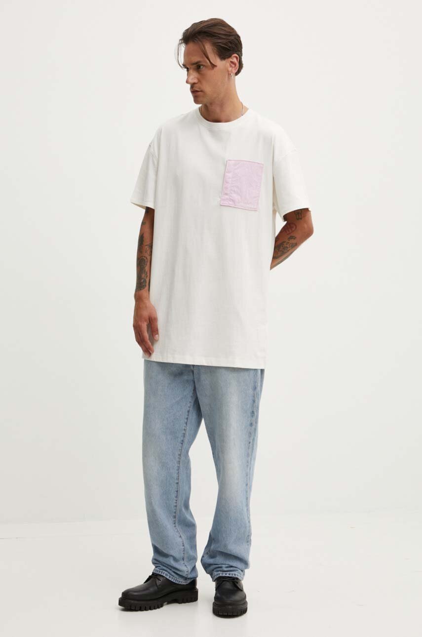 Βαμβακερό μπλουζάκι Converse χρώμα: μπεζ, 10026381-A05 φωτογραφία