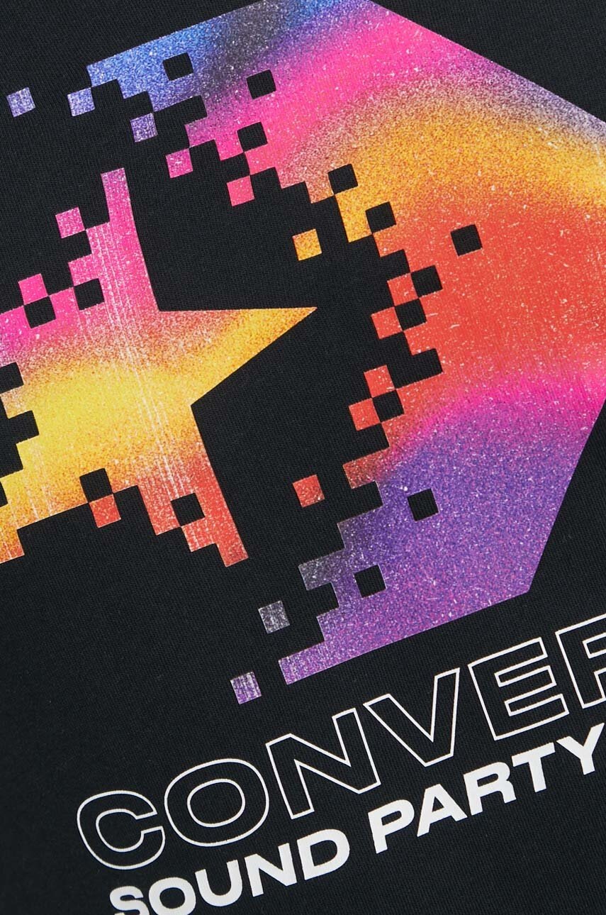 Βαμβακερό μπλουζάκι Converse χρώμα: μαύρο, 10026364-A02 φωτογραφία