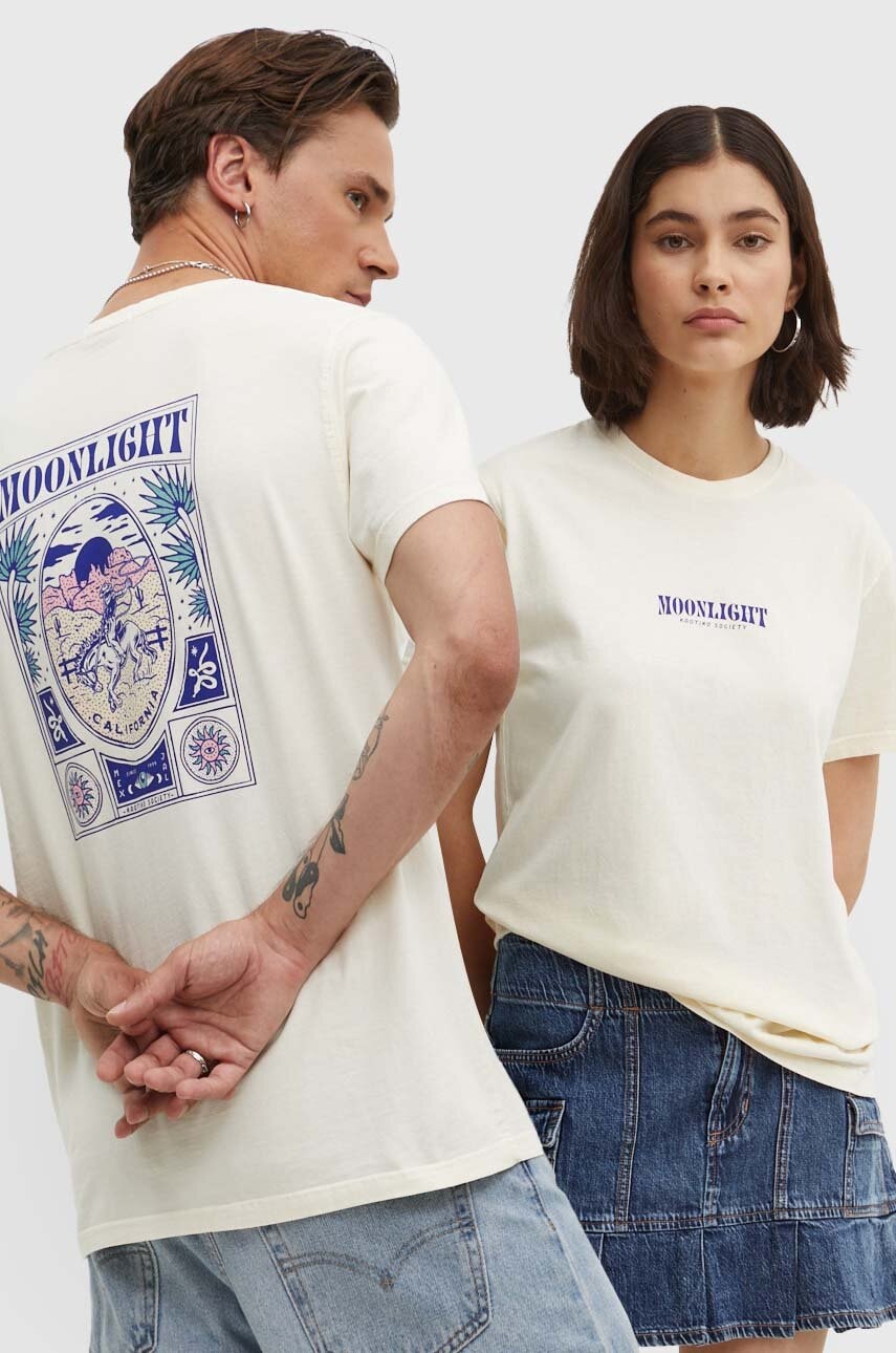 Kaotiko tricou din bumbac culoarea bej, cu imprimeu, AN003-01-G002