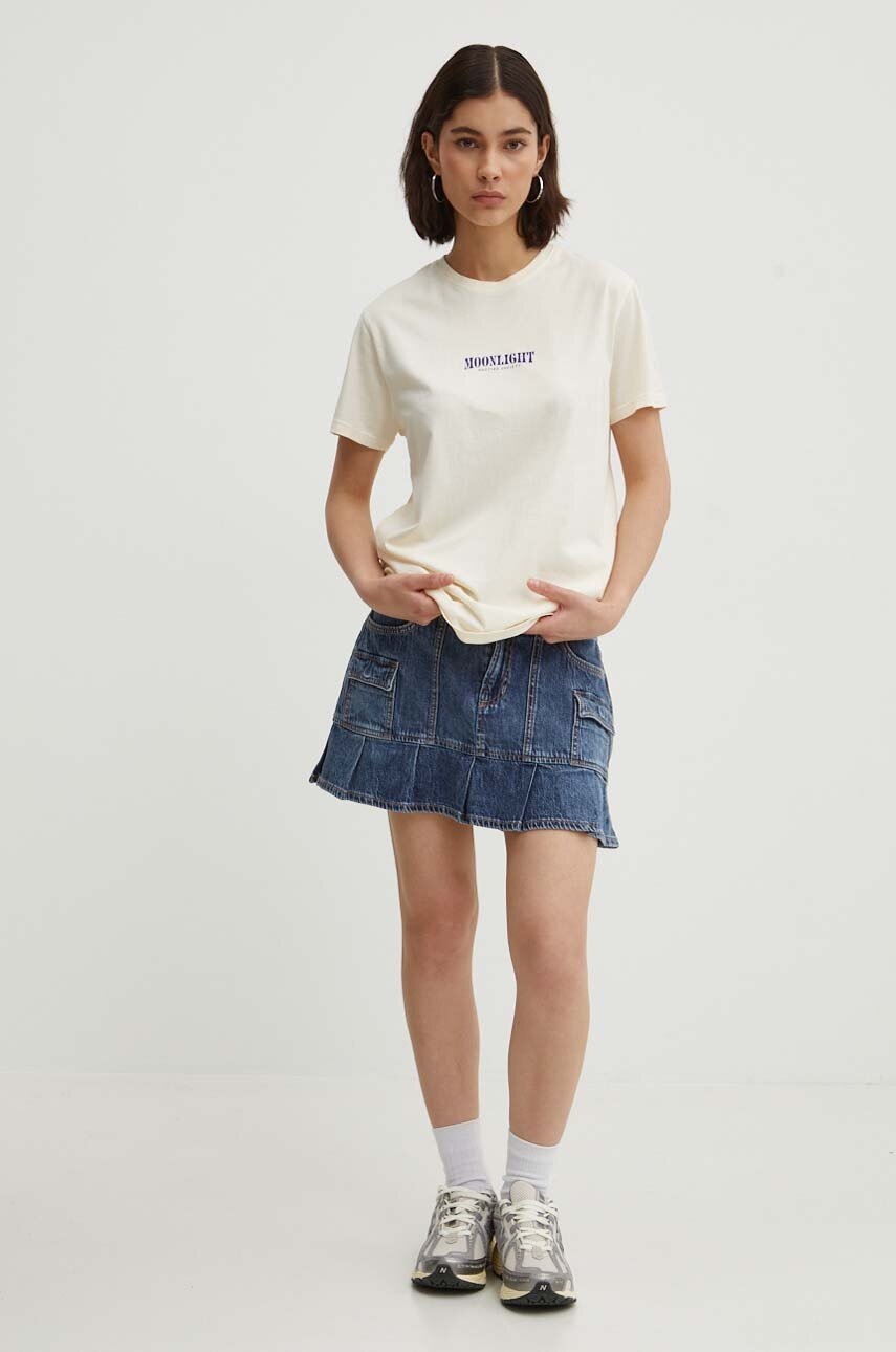 Βαμβακερό μπλουζάκι Kaotiko χρώμα: μπεζ, AN003-01-G002 φωτογραφία