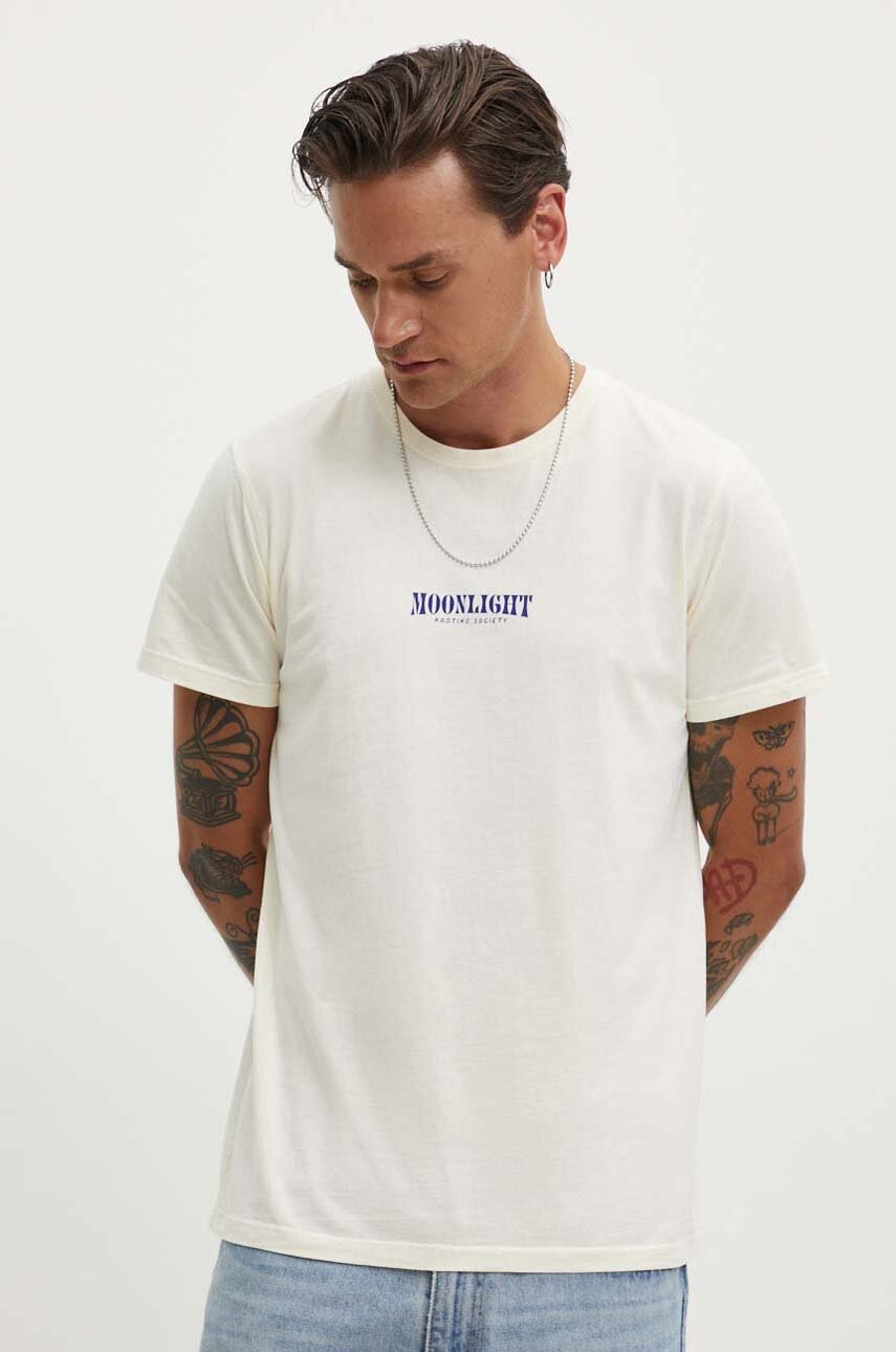 Βαμβακερό μπλουζάκι Kaotiko χρώμα: μπεζ, AN003-01-G002 φωτογραφία