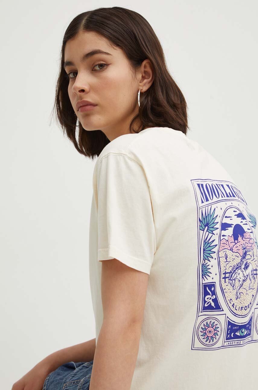 Βαμβακερό μπλουζάκι Kaotiko χρώμα: μπεζ, AN003-01-G002 φωτογραφία