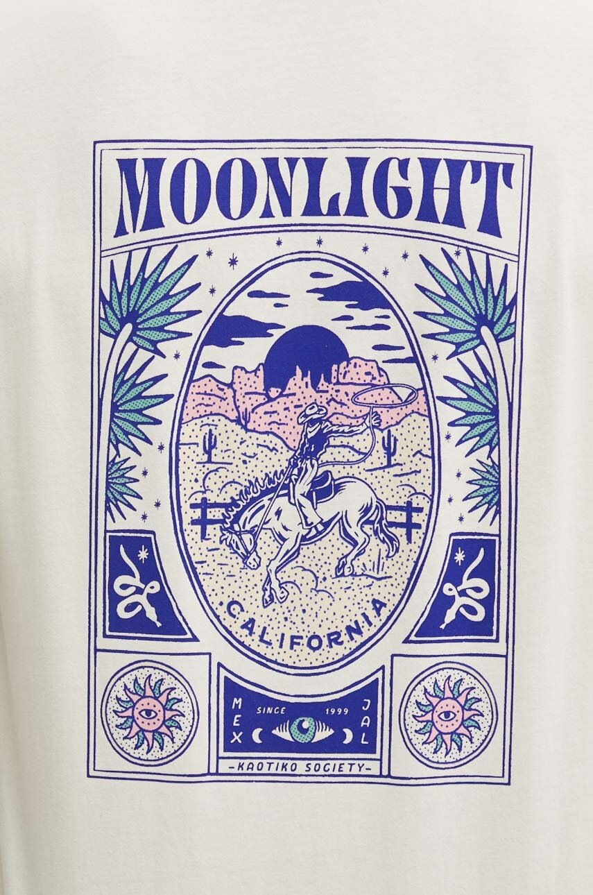 Βαμβακερό μπλουζάκι Kaotiko χρώμα: μπεζ, AN003-01-G002 φωτογραφία