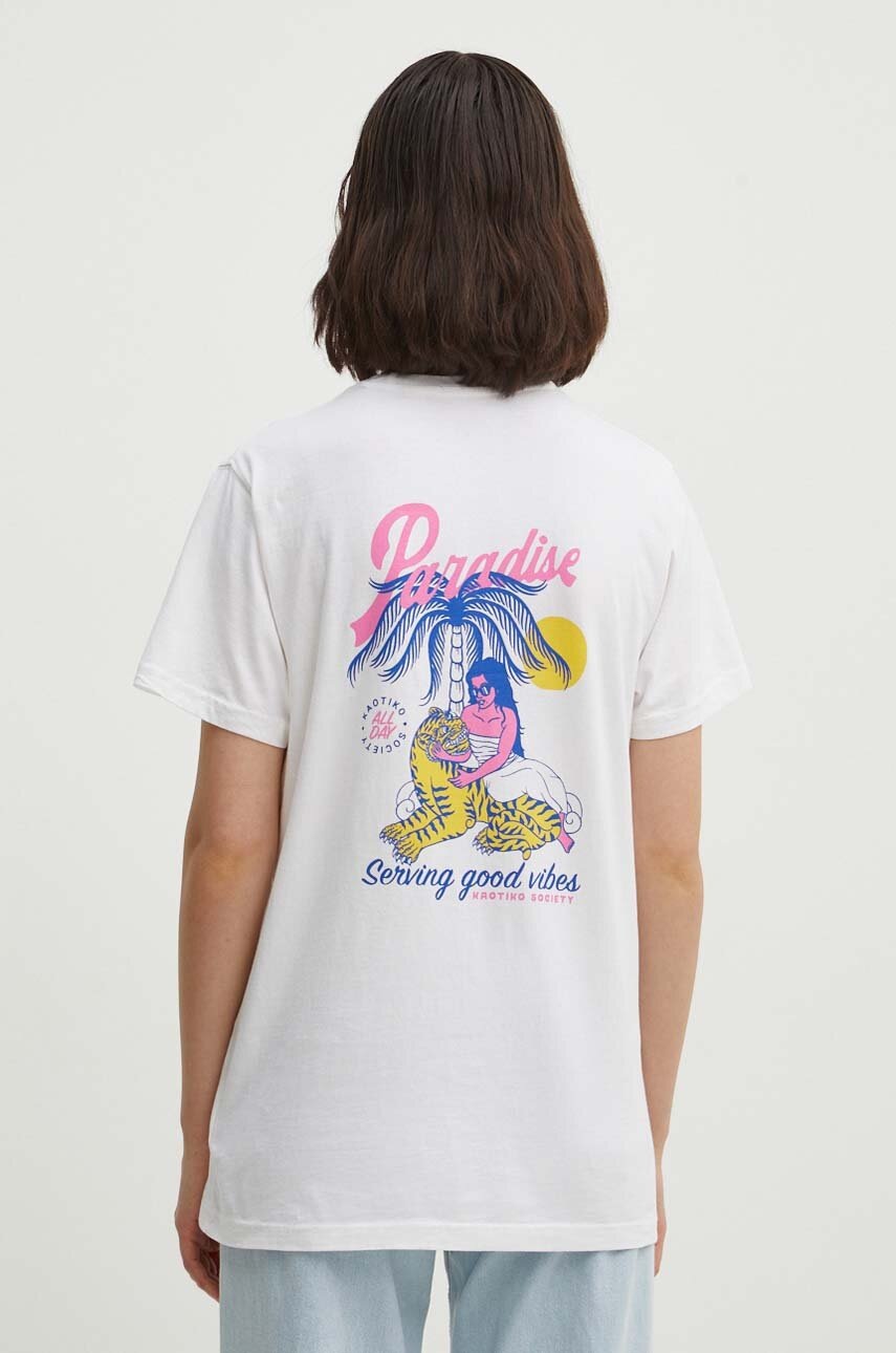 Βαμβακερό μπλουζάκι Kaotiko χρώμα: άσπρο, AO046-01-G002 φωτογραφία