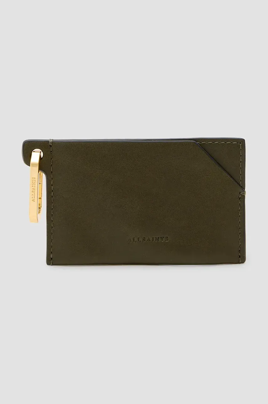 AllSaints carcasa din piele HEX CARDHOLDER culoarea verde, W398XB