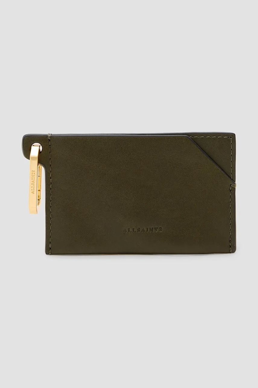 AllSaints carcasa din piele HEX CARDHOLDER culoarea verde, W398XB