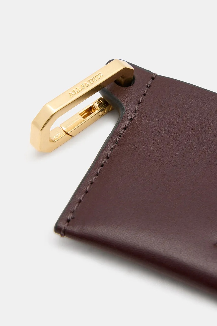 Δερμάτινη θήκη για κάρτες AllSaints HEX CARDHOLDER χρώμα: μπορντό, W398XB φωτογραφία
