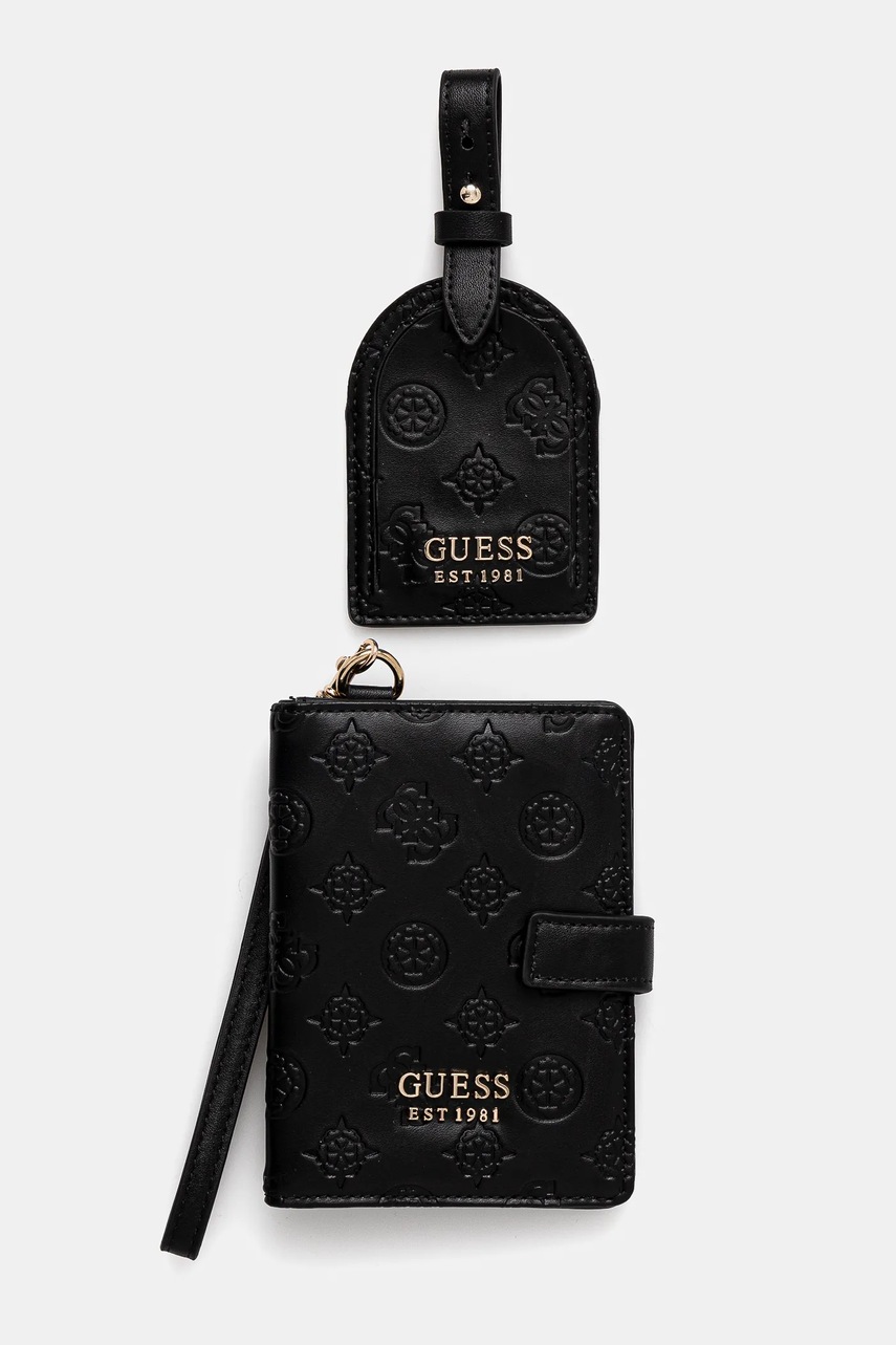 Θήκη διαβατηρίου Guess και ετικέτα αποσκευών WILDER χρώμα: μαύρο, TWX745 20370 φωτογραφία