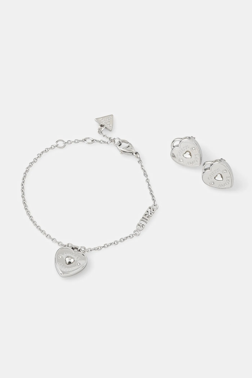 

Гривна и обици Guess AMORE JUBS05 079JW, Сребърен