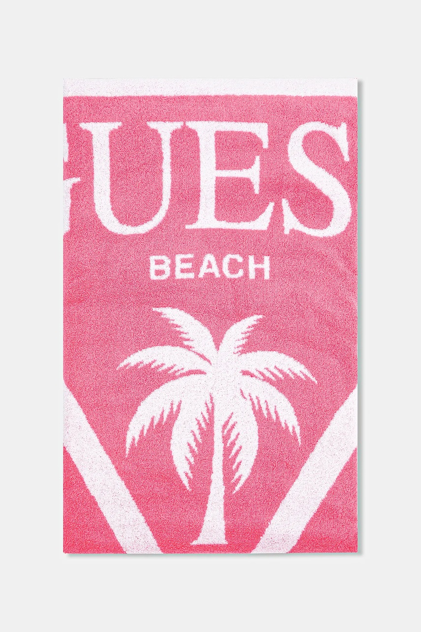 Хлопковое полотенце Guess цвет розовый E5GZ14 SG00P