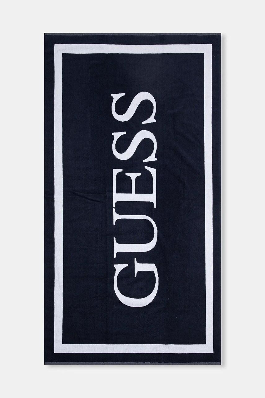 Levně Bavlněný ručník Guess tmavomodrá barva, E5GZ13 SG00P