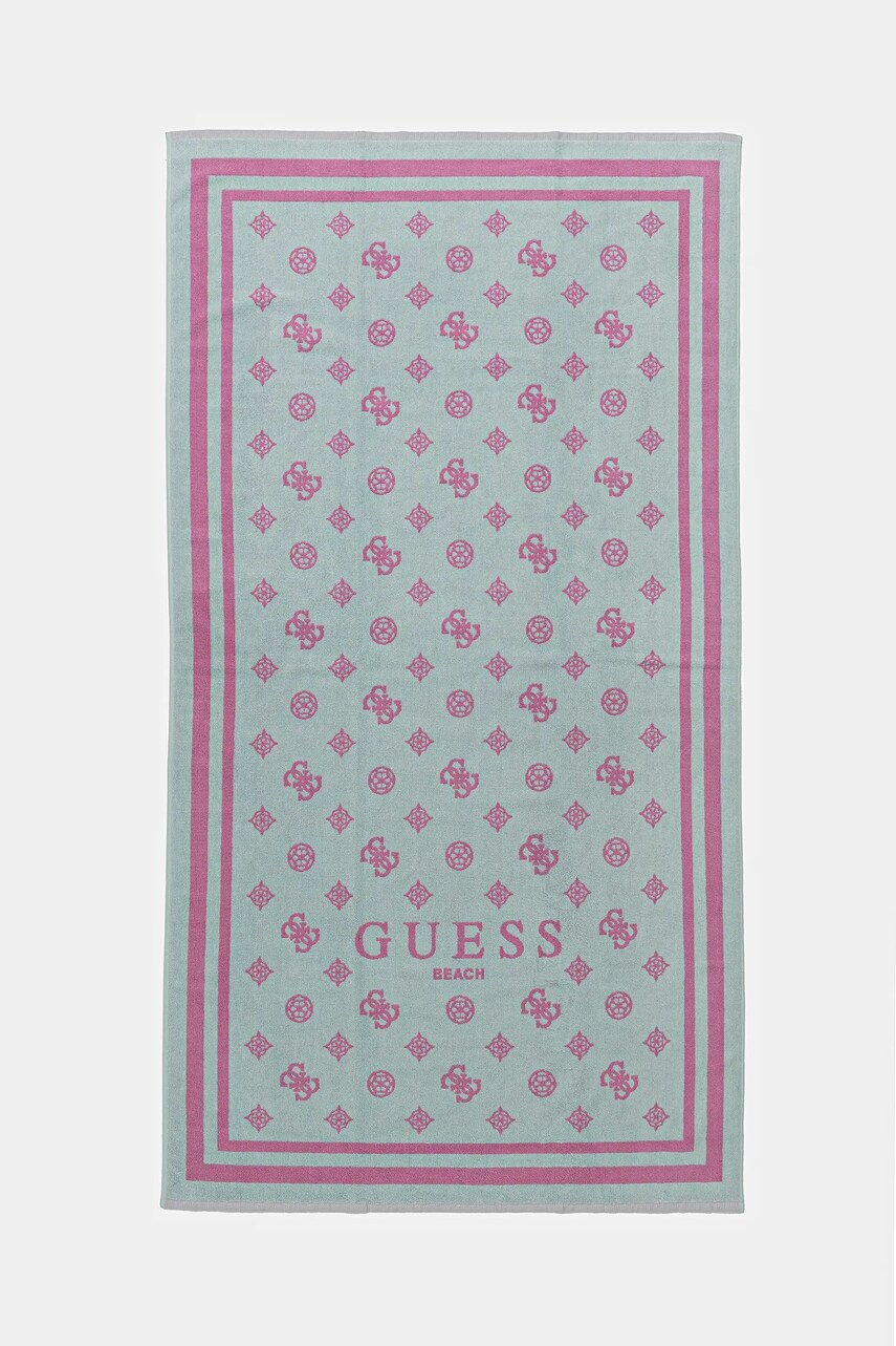 Levně Bavlněný ručník Guess tyrkysová barva, E5GZ08 SG00P