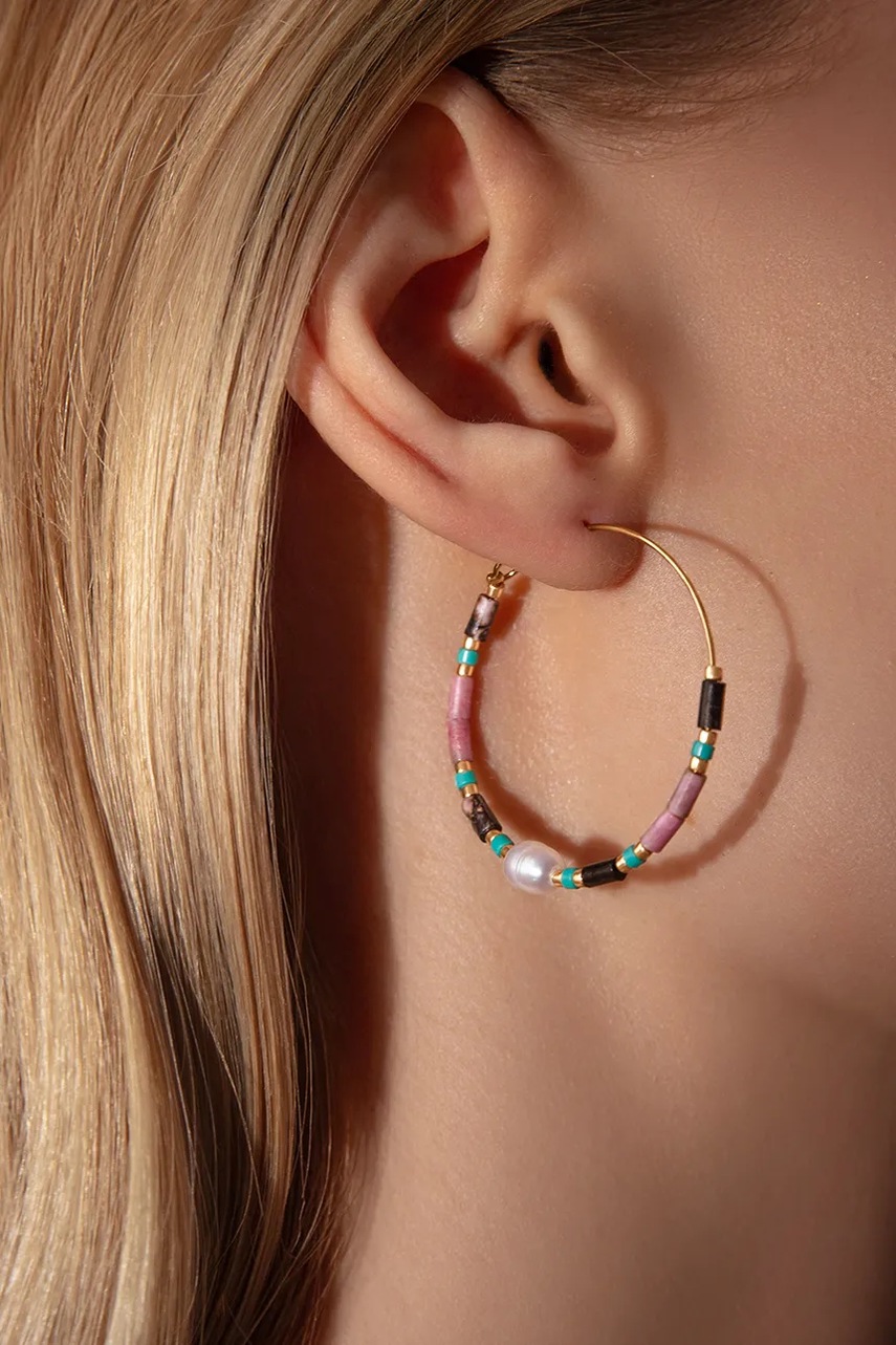 Позолоченные серьги Lilou 252/35/KOL/MIXKAM/MIXCOL/PEB/PO