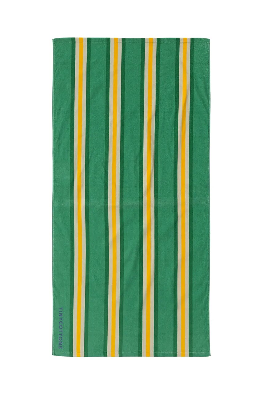 Levně Dětský bavlněný ručník Tinycottons STRIPES TOWEL zelená barva, SS25-380