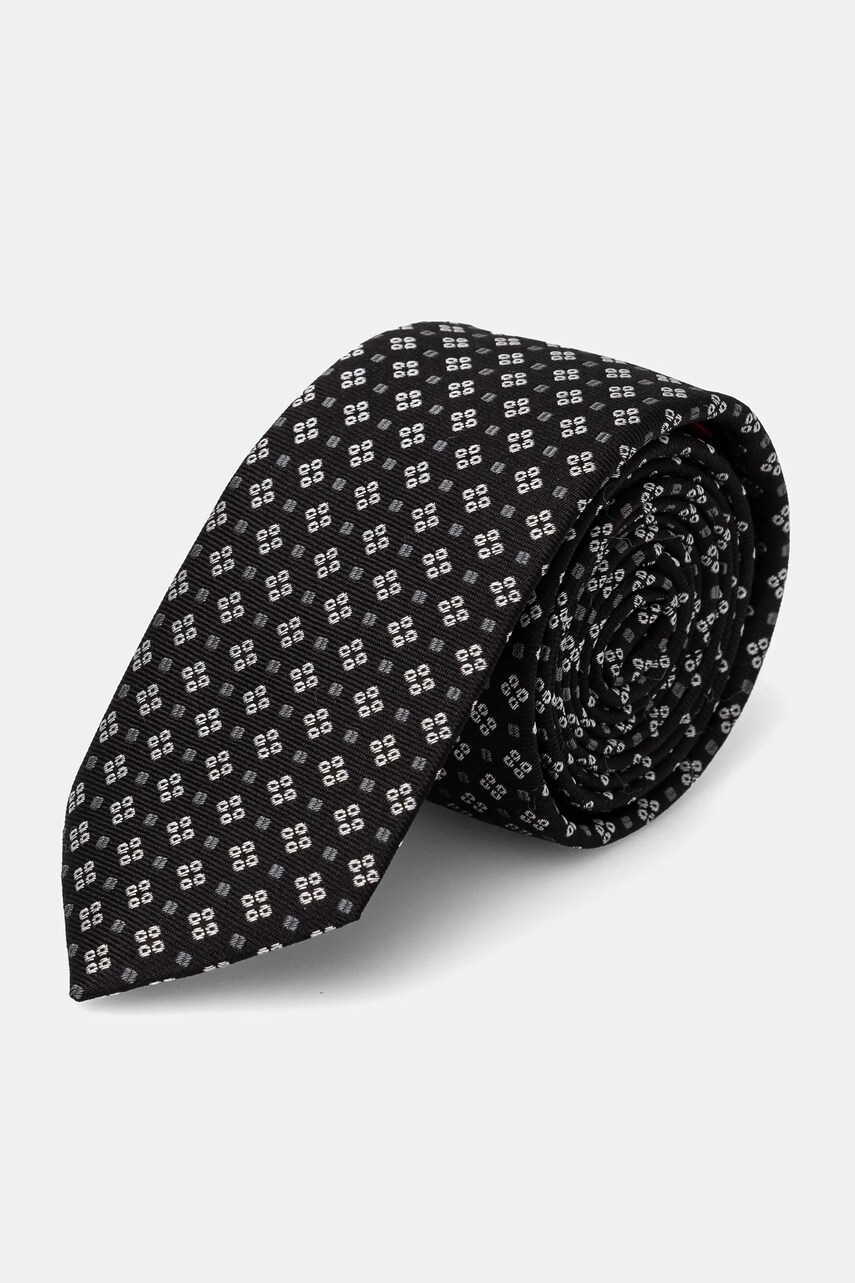 HUGO cravata de matase culoarea negru, 50535330