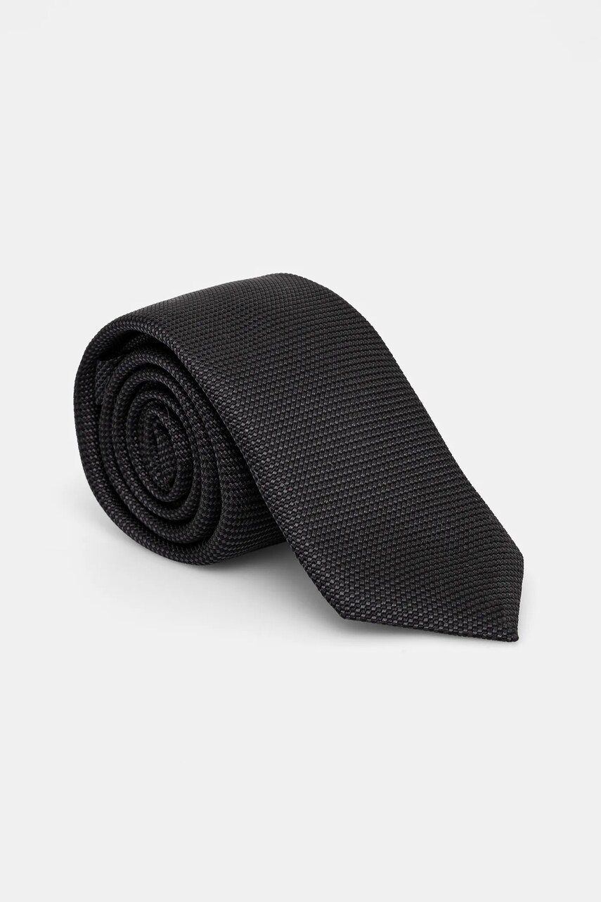HUGO cravata de matase culoarea negru, 50535360