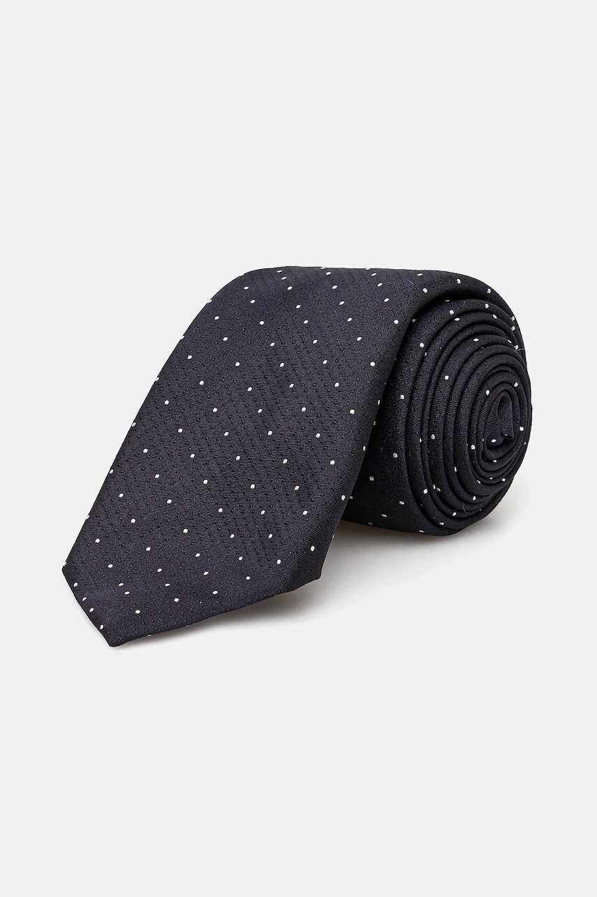 BOSS cravată din amestec de mătase culoarea albastru marin, 50538969