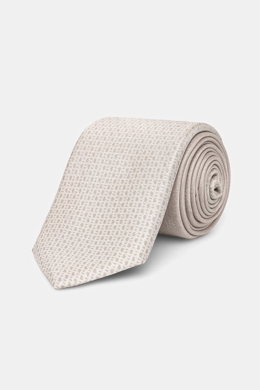 BOSS cravata de matase culoarea bej, 50540026