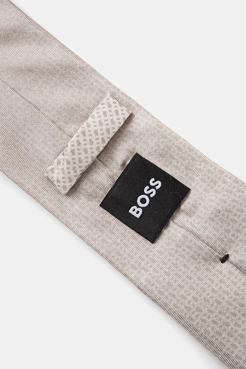 Шелковый галстук BOSS цвет бежевый 50540026 Шелковый галстук BOSS цвет бежевый 50540026