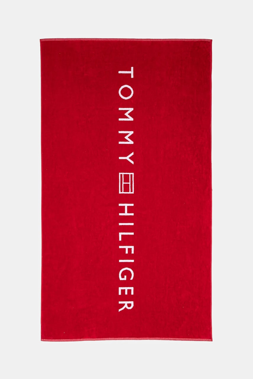 Levně Bavlněný plážový ručník Tommy Hilfiger červená barva, UU0UU00108