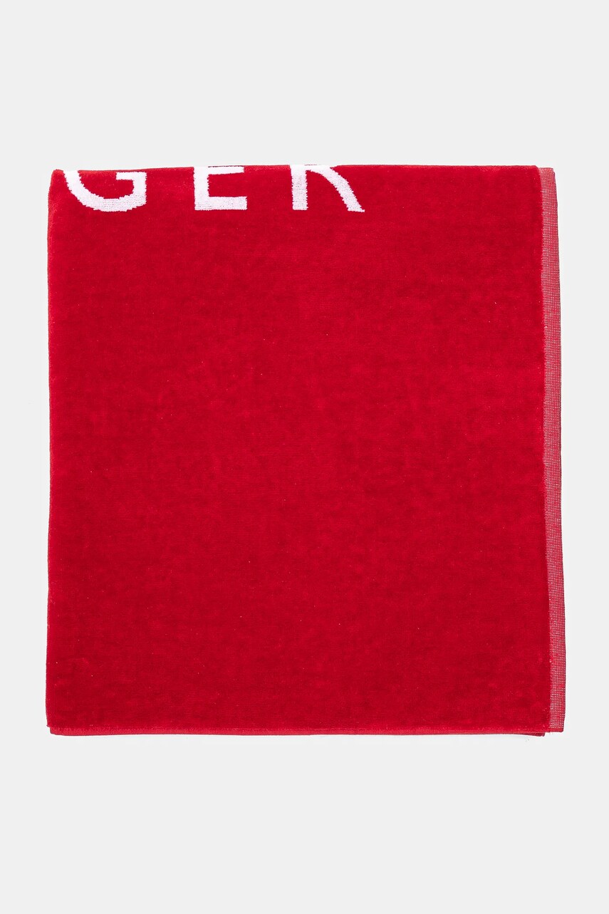 Хлопковое пляжное полотенце Tommy Hilfiger цвет красный UU0UU00108 Хлопковое пляжное полотенце Tommy Hilfiger цвет красный UU0UU00108