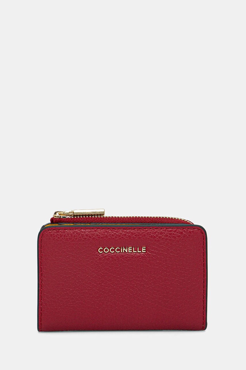 Coccinelle portofel de piele METALLIC TRICOLOR culoarea bordo, M10 17 01 01