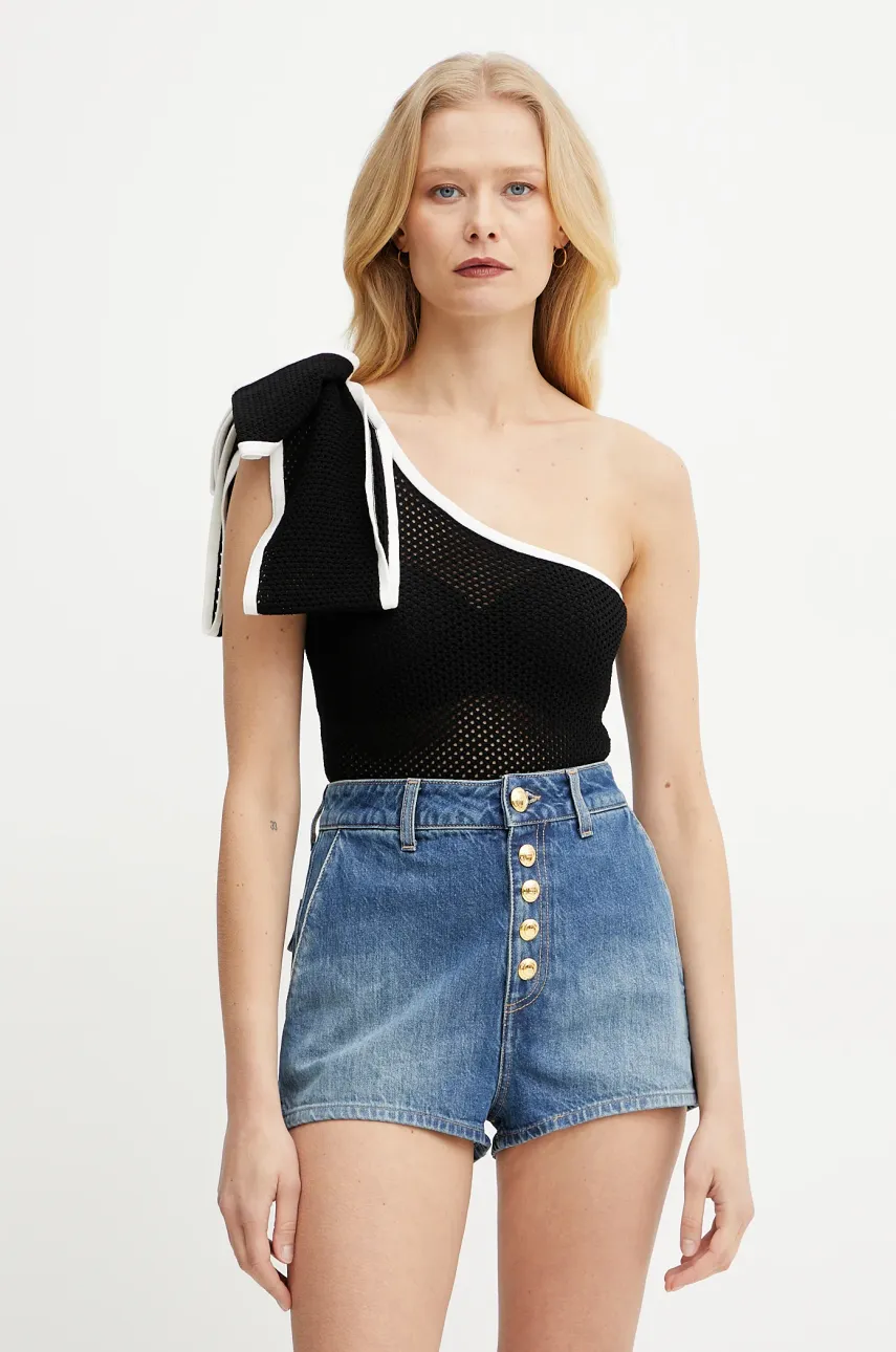 Elisabetta Franchi body femei, culoarea negru, neted, BK69T51E2