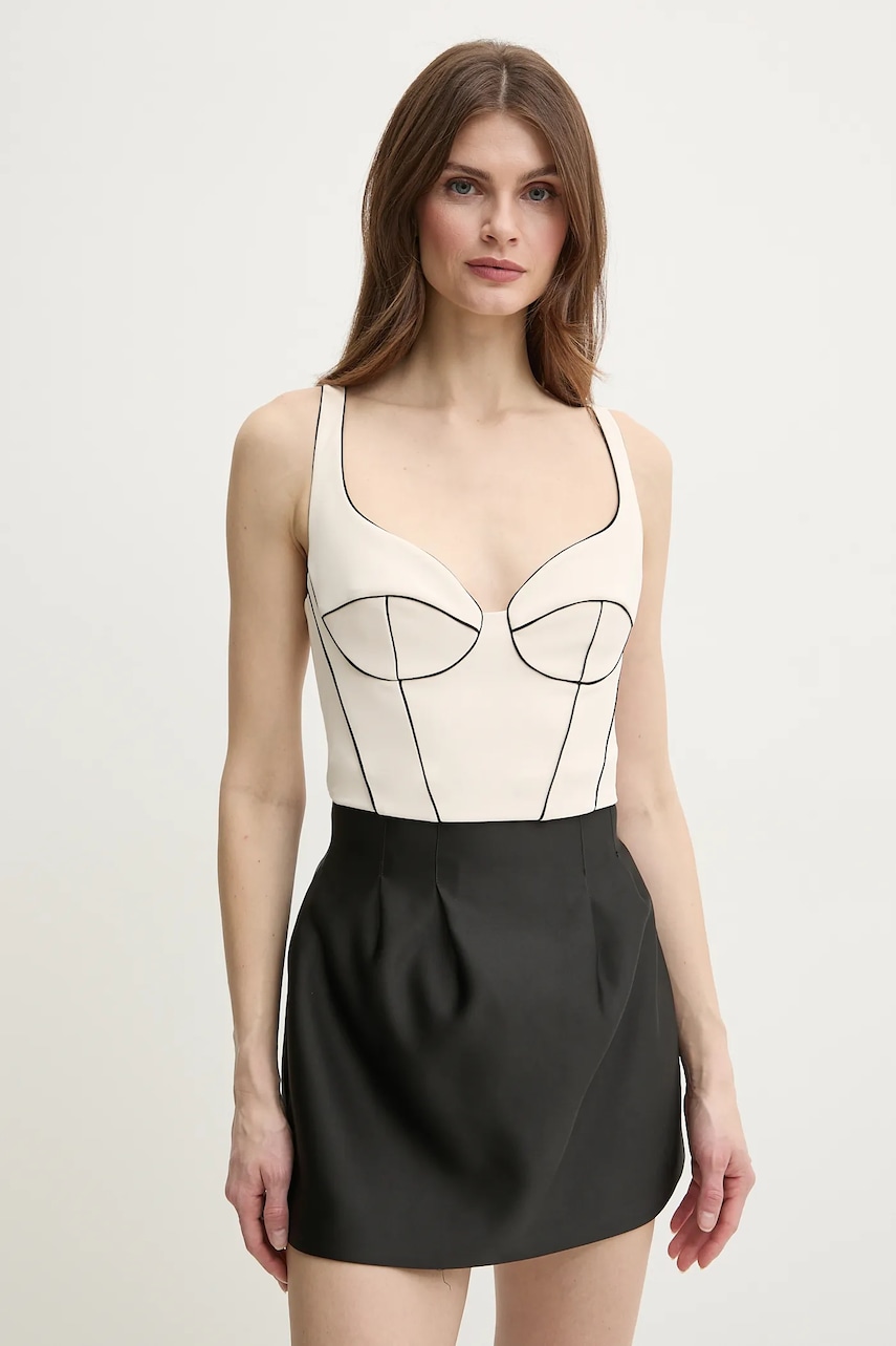 Elisabetta Franchi top femei, culoarea bej, modelator, TO02451E2 Elisabetta Franchi top femei, culoarea bej, modelator, TO02451E2