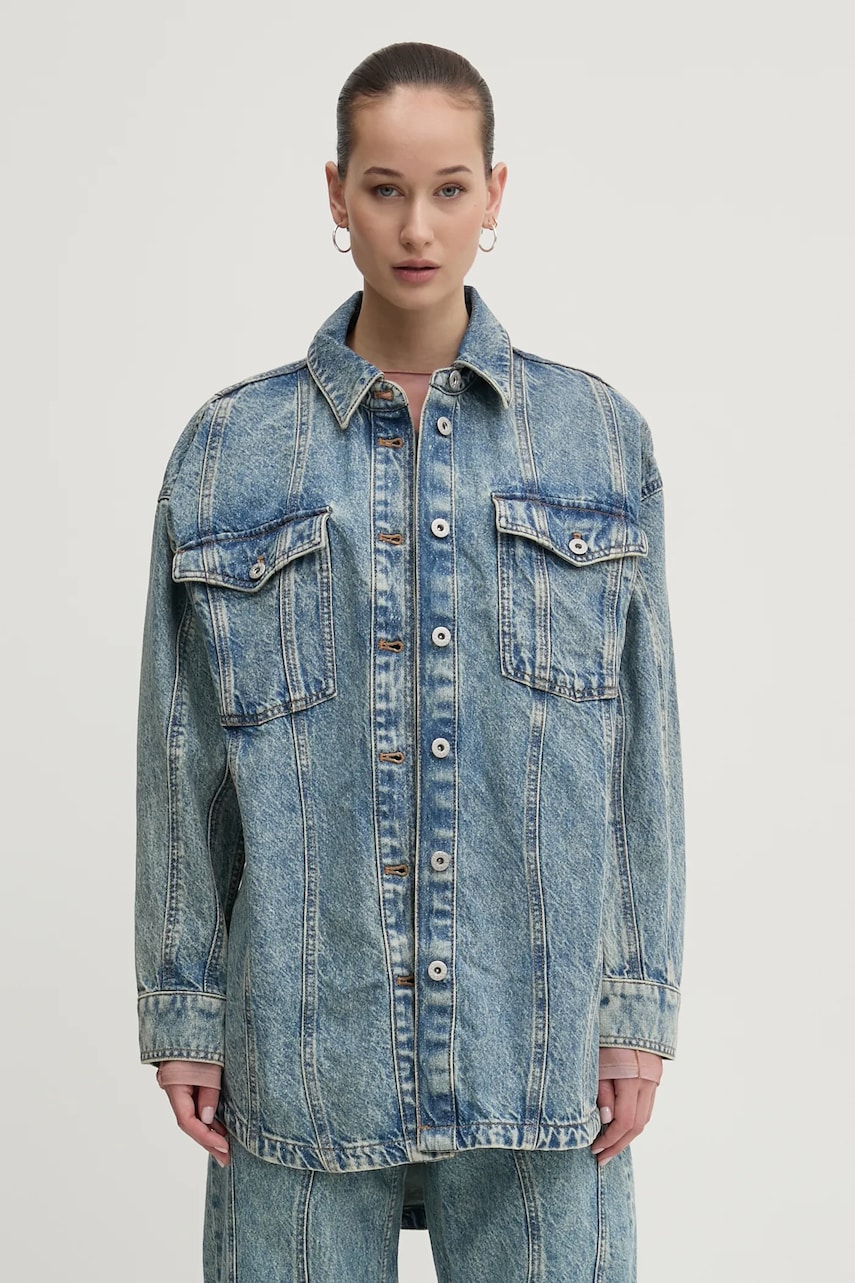 Hugo Blue camasa jeans femei, cu guler clasic, relaxed, 50531715