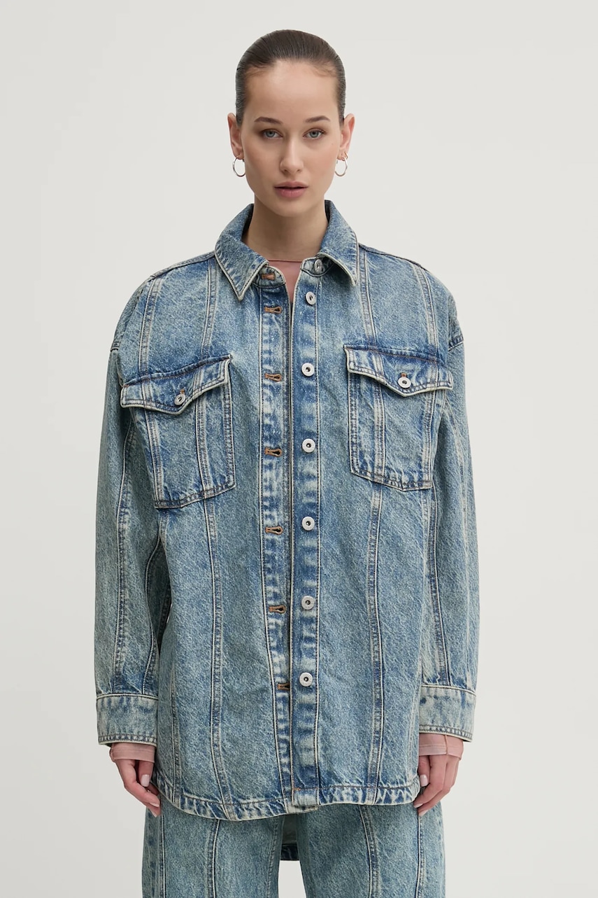 Hugo Blue camasa jeans femei, cu guler clasic, relaxed, 50531715