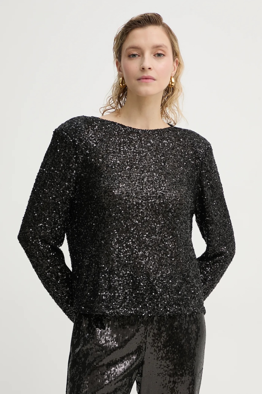 Bruuns Bazaar bluza femei, culoarea negru, cu imprimeu, BBW4193 Bruuns Bazaar bluza femei, culoarea negru, cu imprimeu, BBW4193