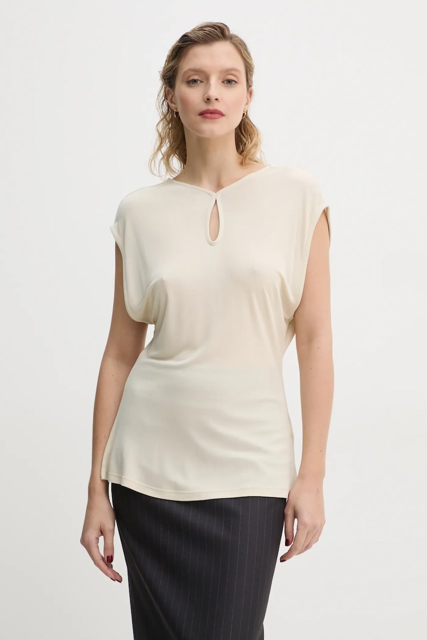Bruuns Bazaar bluza femei, culoarea bej, neted, BBW4214 Bruuns Bazaar bluza femei, culoarea bej, neted, BBW4214