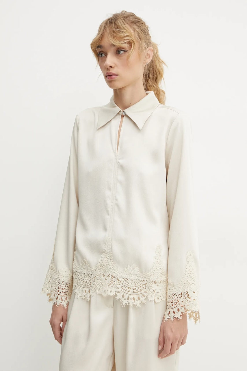 Bruuns Bazaar bluza femei, culoarea bej, neted, BBW4270 Bruuns Bazaar bluza femei, culoarea bej, neted, BBW4270