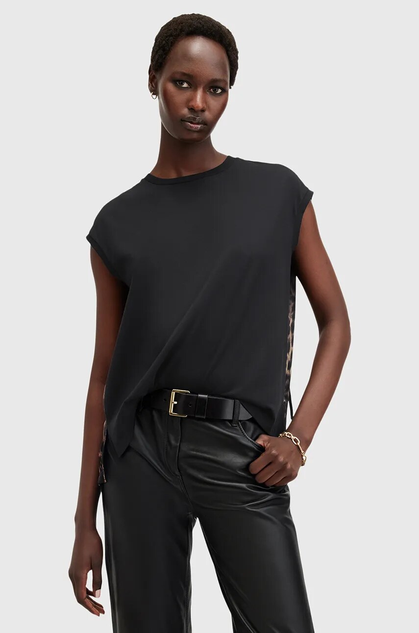 AllSaints bluza KALMA femei, culoarea negru, modelator, W189JB