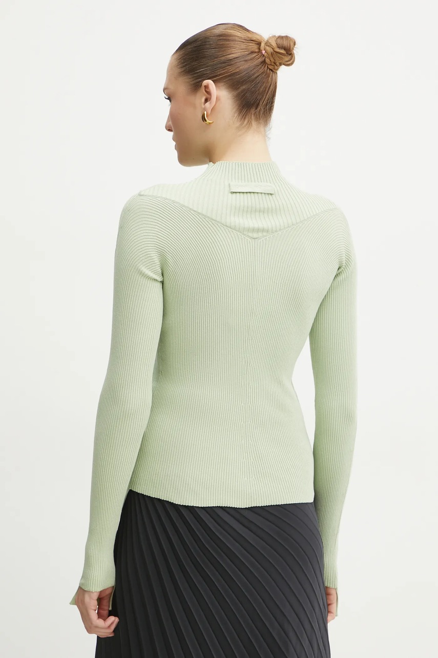Светр Victoria Beckham жіночий колір зелений легкий півгольф 1125KTP006102A 