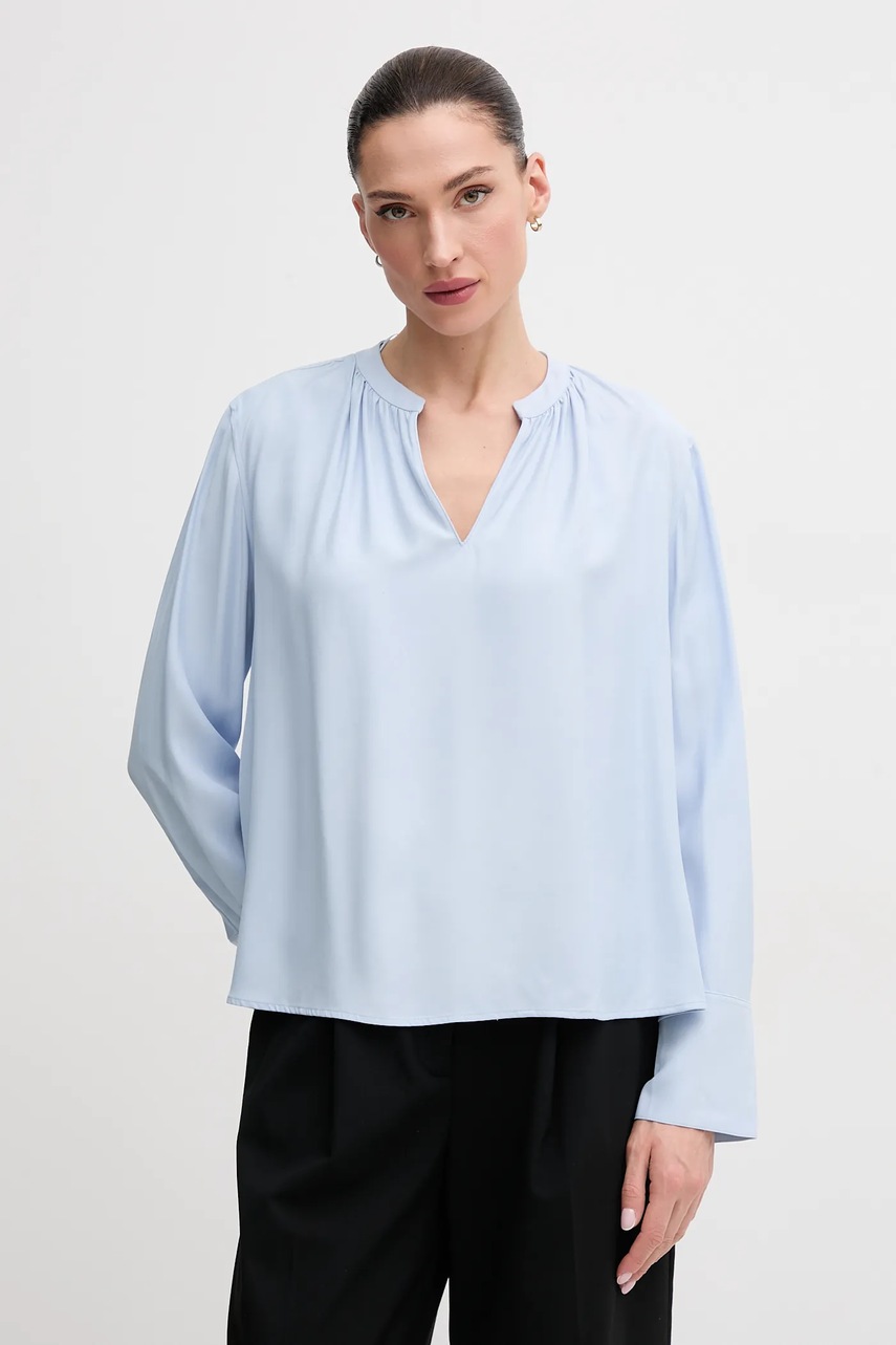 Levně Halenka Tommy Hilfiger dámská, modrá barva, hladká, WW0WW44049