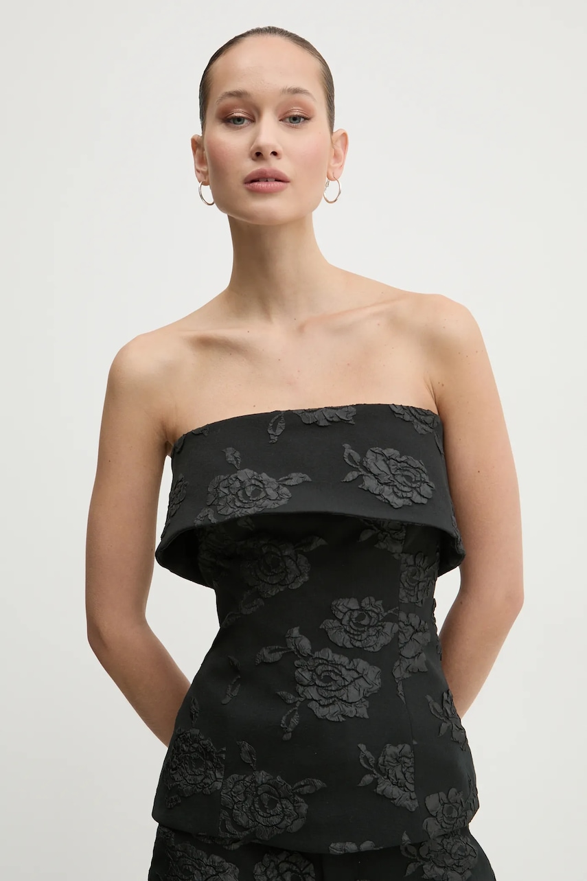 Rotate top culoarea negru, cu imprimeu, 113307100