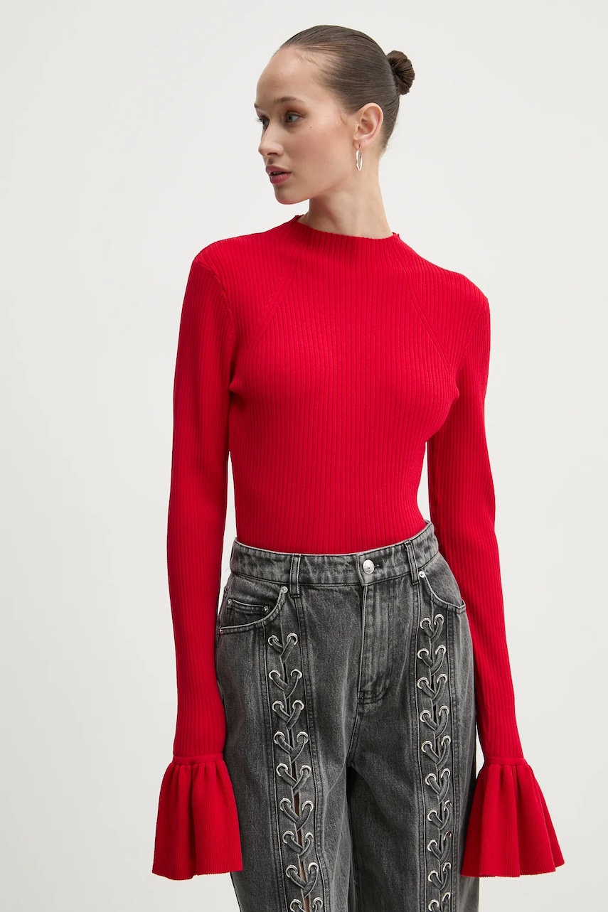 Rotate pulover femei, culoarea rosu, cu turtleneck, 1141023017