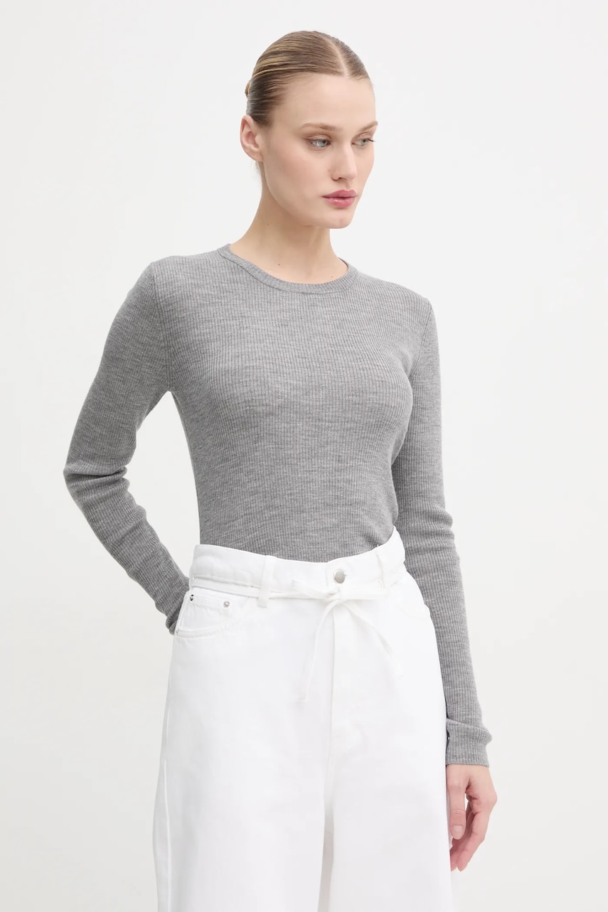 Day Birger et Mikkelsen longsleeve din lână Mariana culoarea gri, DAY65243602 Day Birger et Mikkelsen longsleeve din lână Mariana culoarea gri, DAY65243602