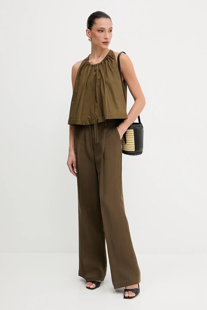 Хлопковая блузка Pinko цвет коричневый однотонная 104953 A2CR