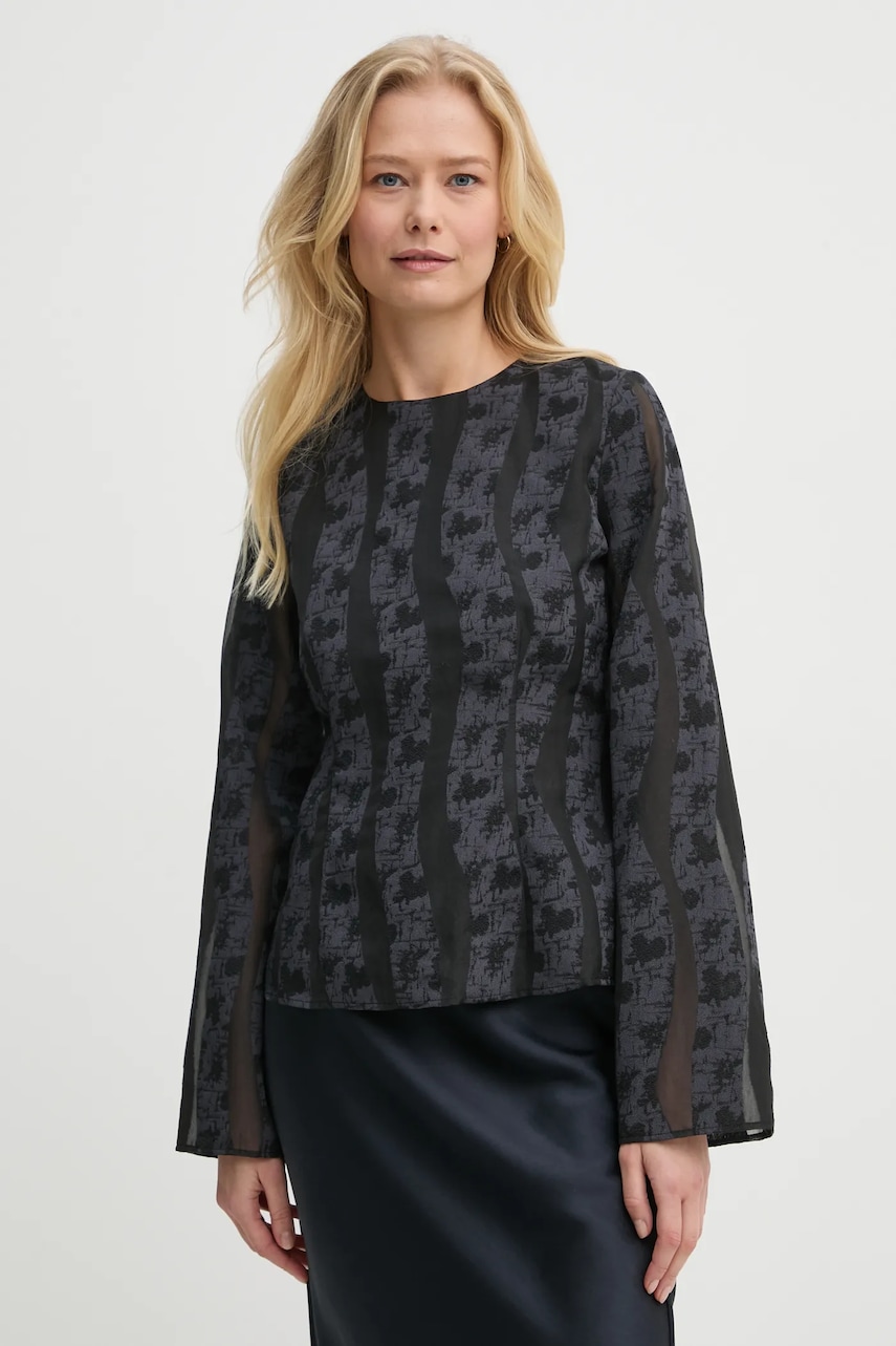 Samsoe Samsoe bluza SAANAI femei, culoarea albastru marin, modelator, F24400157 Samsoe Samsoe bluza SAANAI femei, culoarea albastru marin, modelator, F24400157