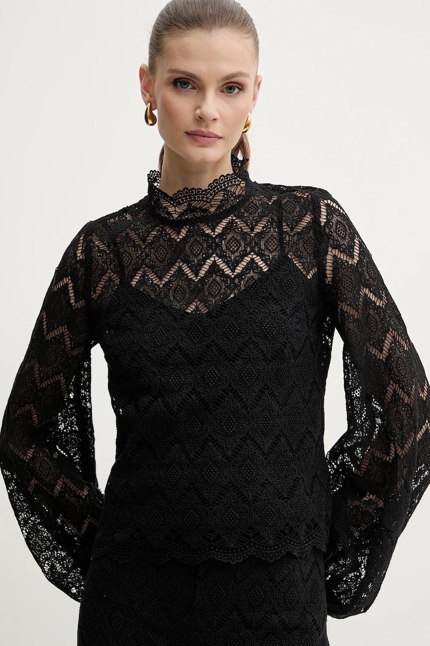 Levně Bavlněná halenka Twinset dámská, černá barva, hladká, 251TP2404