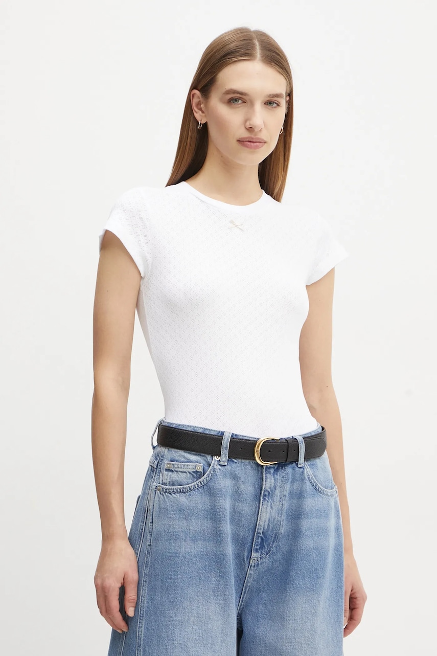 Herskind tricou din bumbac Ludo femei, culoarea alb, 5435178