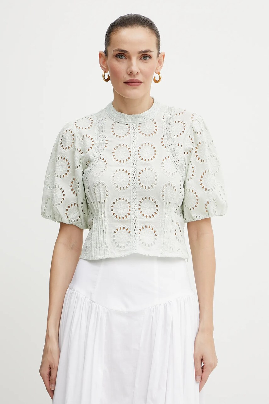 Levně Bavlněná halenka Twinset dámská, zelená barva, vzorovaná, 251TT2366